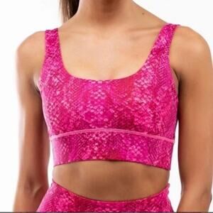 IVL COLLECTIVE‎ Knockout Pink Snake Print Power Sports Bra Gym Workout Size 12